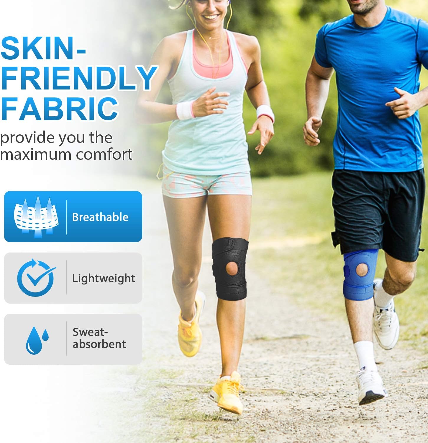 AVIDDA Open Patella Knee Brace (Size XS to M) with 4 Spring Stabilisers & 3 Straps for Men and Women - Adjustable Compression Support for Running, Arthritis, ACL/MCL, Tendonitis, Joint Pain Relief
