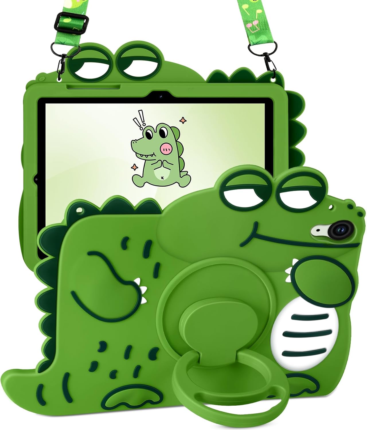 SurgeCraft Ultra-Protective Silicone Case for Samsung Galaxy Tab S9 FE 10.9" - Cute Kawaii Design with Adjustable Shoulder Strap, 360° Rotating Kickstand & Full-Body Protection (SM-X510/X516/X518) - Zeta Store