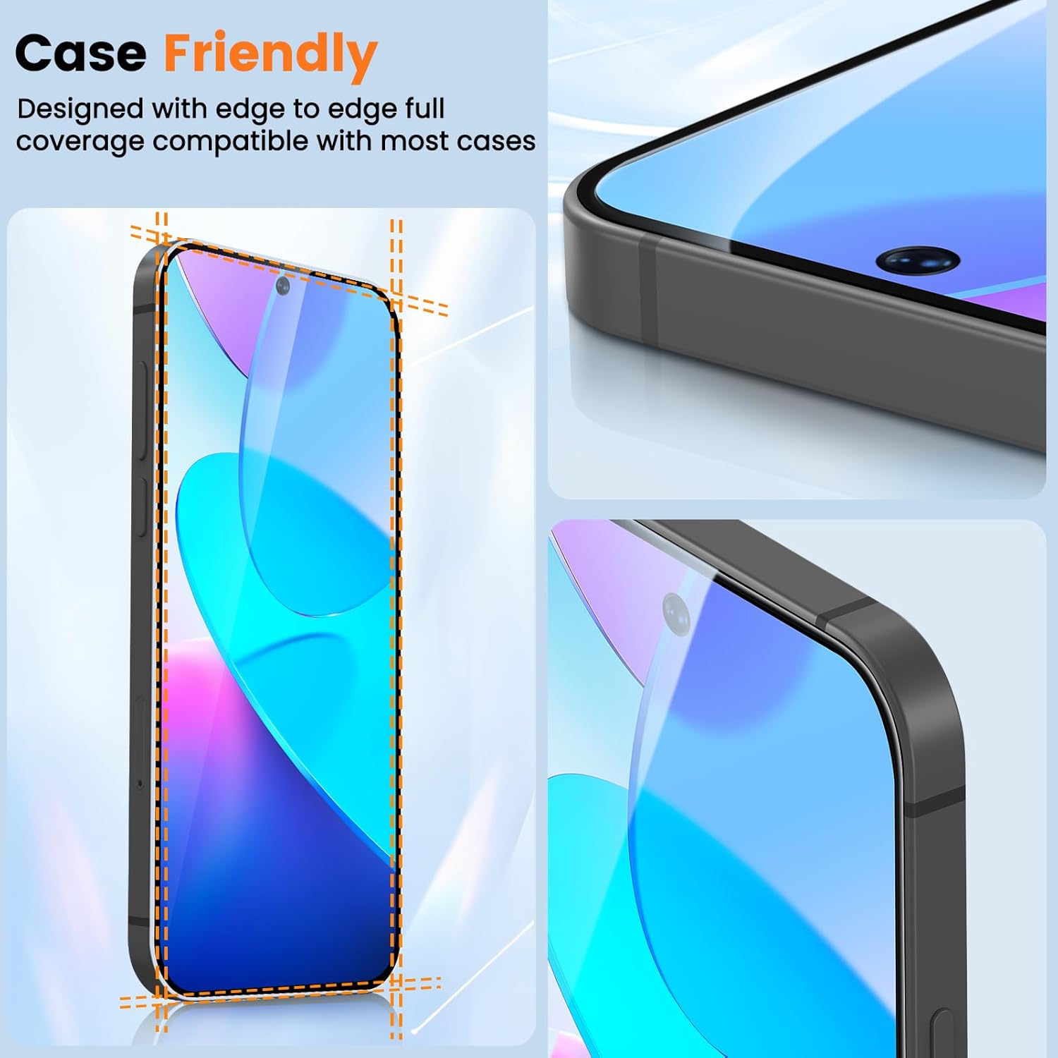 PuyaTeya UNBREAK 9H glass screen protector with auto-dust removal, full coverage, ultra HD clarity, bubble-free, case friendly, 2-pack