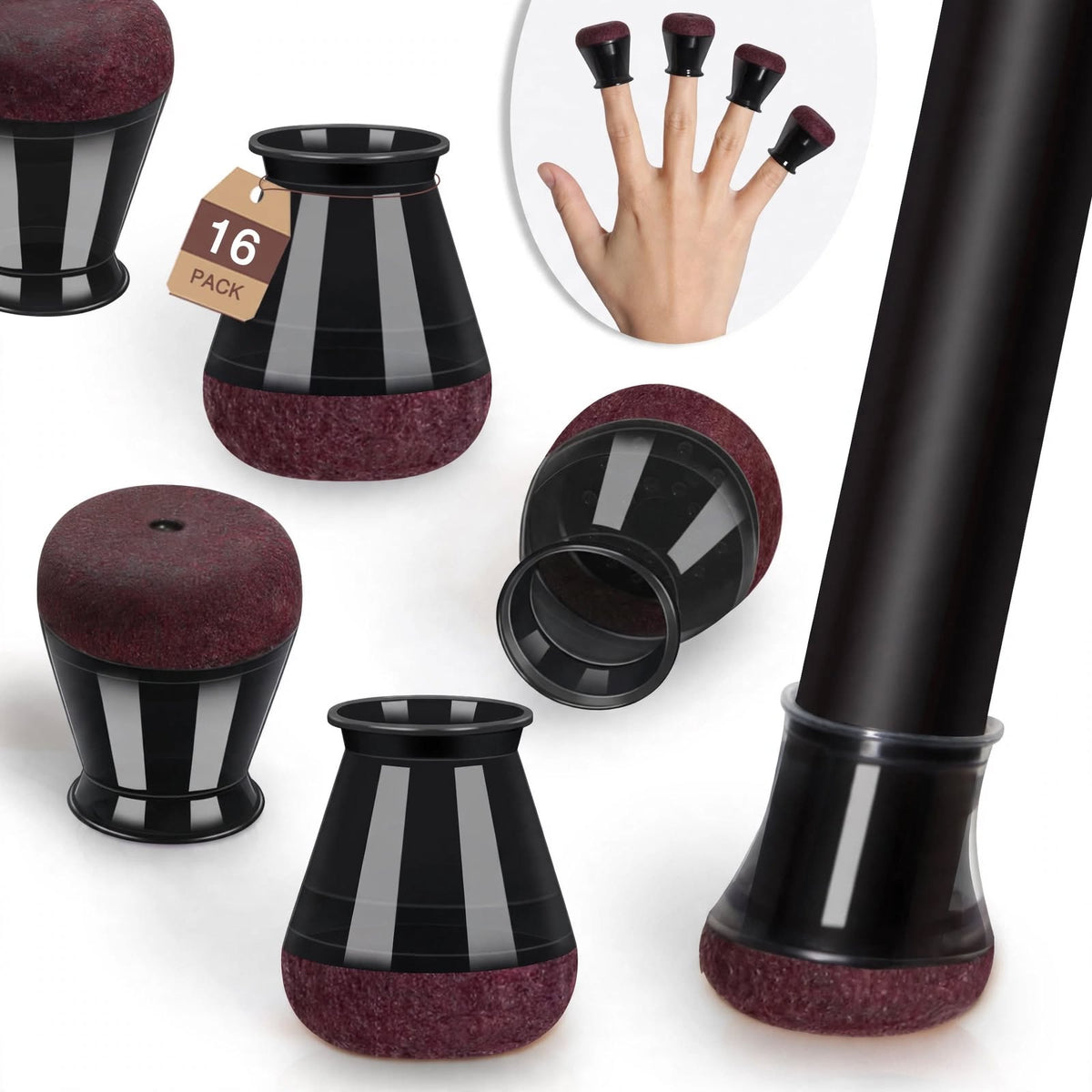 Yozon 16 Pack Chair Leg Floor Protectors - Small Round Felt Silicone Caps for Hardwood Floors - Non Slip Furniture Leg Covers