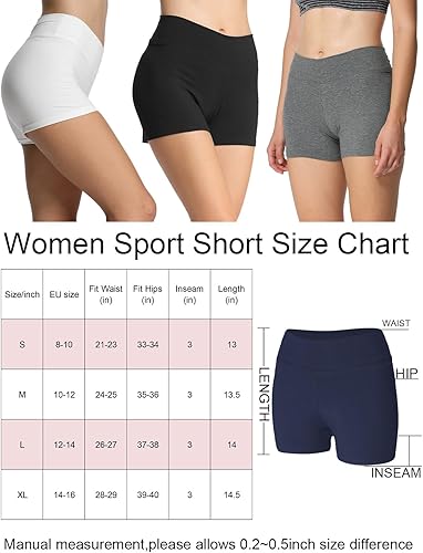 4How women's high waisted yoga shorts in size L, non-see-through gym booty shorts for running and workout activities.