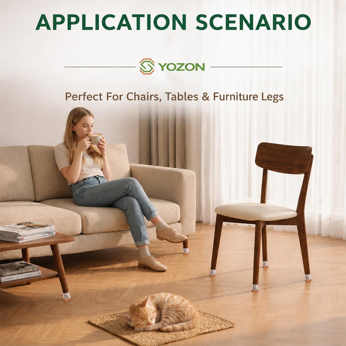 Yozon 16 Pack Chair Leg Floor Protectors - Small Round Felt Silicone Caps for Hardwood Floors - Non Slip Furniture Leg Covers