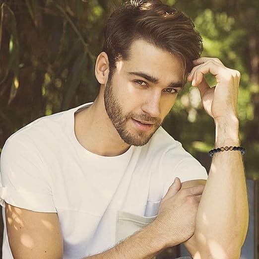 Natural Stone Father’s Bracelet - Tiger Eye & Black Agate. The Perfect Dad Gift from Daughter - Zeta Store