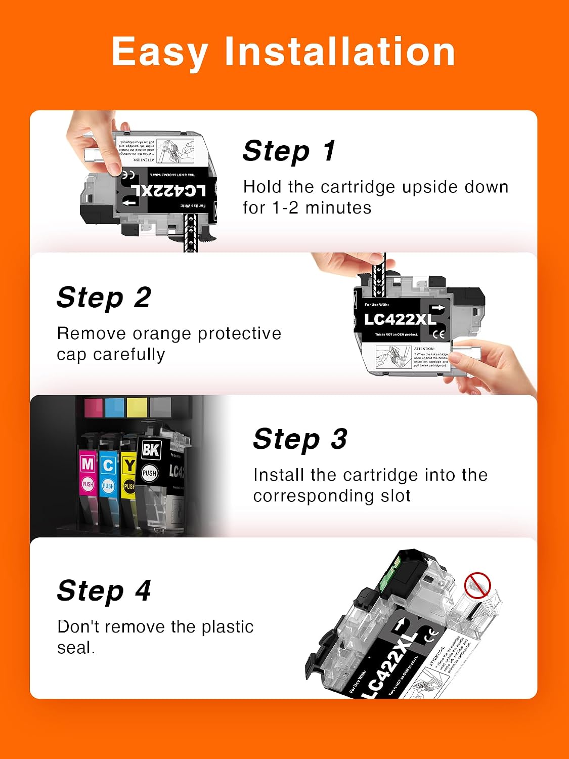Kuva LC422XL Compatible Ink Cartridges for Brother - 4 Pack BK C M Y - High Yield Replacement for LC422 LC-422XLVAL for MFC-J5340DW MFC-J5345DW MFC-J5740DW MFC-J6540DW MFC-J6940DW