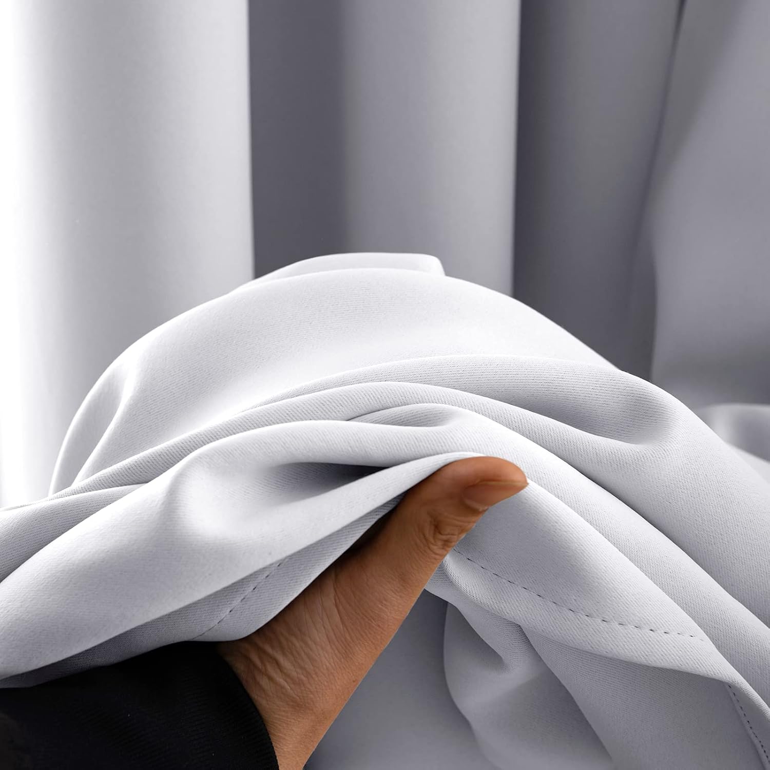 MIULEE Greyish White Blackout Curtains 168x182cm Pair - Thermal Insulated Eyelet Drapes for Bedroom & Living Room, 80% Light Blocking, Energy Saving, Machine Washable