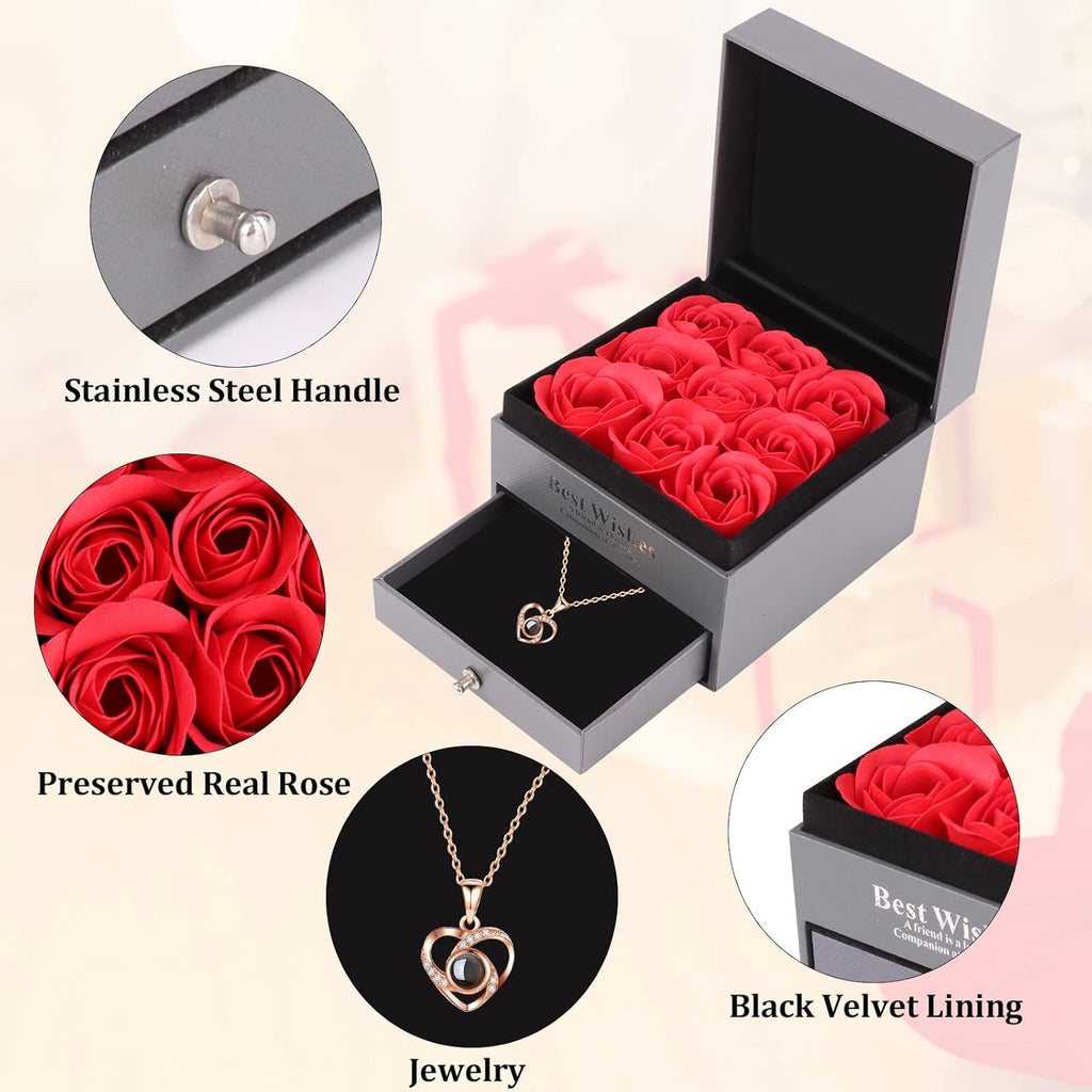 💖 Never Fade, Always Shine! Real Rose & Secret Message Necklace 💖