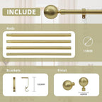 76-210cm Gold Adjustable Curtain Pole Set - Elegant Ball Finials, Heavy Duty Rod, Easy Fit Brackets - Real Bargain!