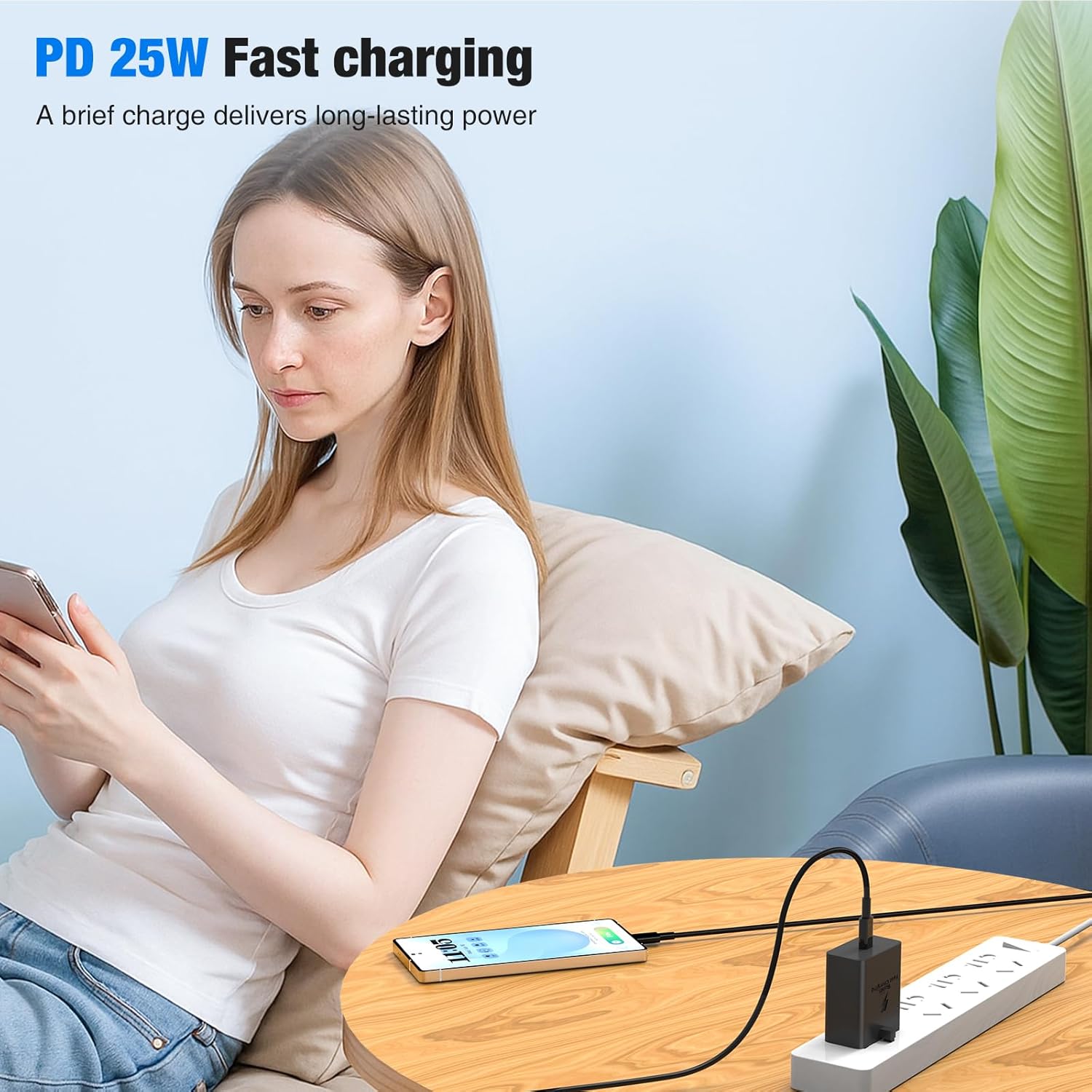 Dgvers 25W USB C fast charger plug with 2m cable for Samsung Galaxy S series, A series, Tab, iPad, Pixel devices