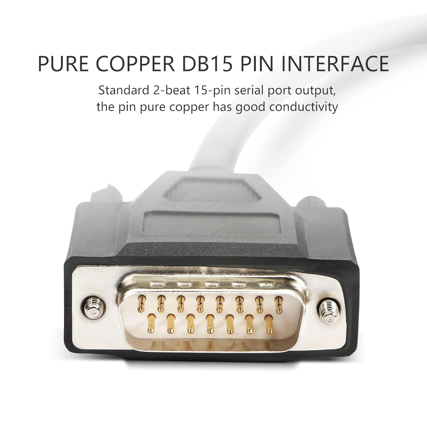 RIIEYOCA 0.5m DB15 serial cable with gold-plated pins, pure copper wiring, braided design for durability and reliable connection.