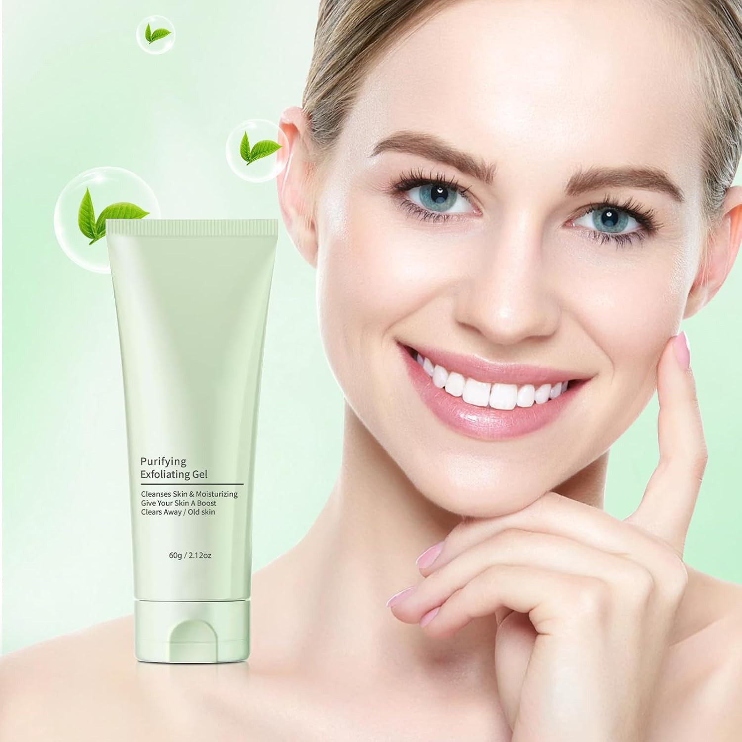 Greteam Purifying Exfoliating Gel 60g | Gentle Face & Body Scrub | Plant Based Herbal Peeling Gel for Dead Skin Removal, Pore Cleansing & Moisturizing | All Skin Types, Unscented, Chemical Free