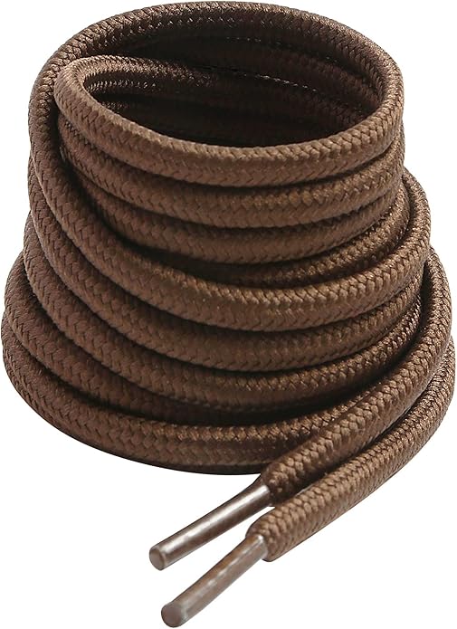 Vsudo round black heavy-duty 4mm boot laces for work, hiking, and trainers, shown in black color with 130cm length.