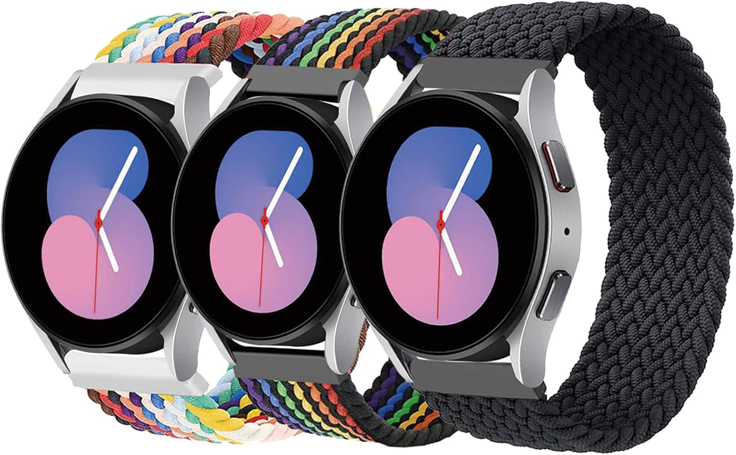 SOLOLUP Braided Solo Loop Sport Strap 20mm 22mm - Elastic Nylon Watch Band for Samsung, Garmin, Huawei, Amazfit | Blue, Pink, Purple, Black