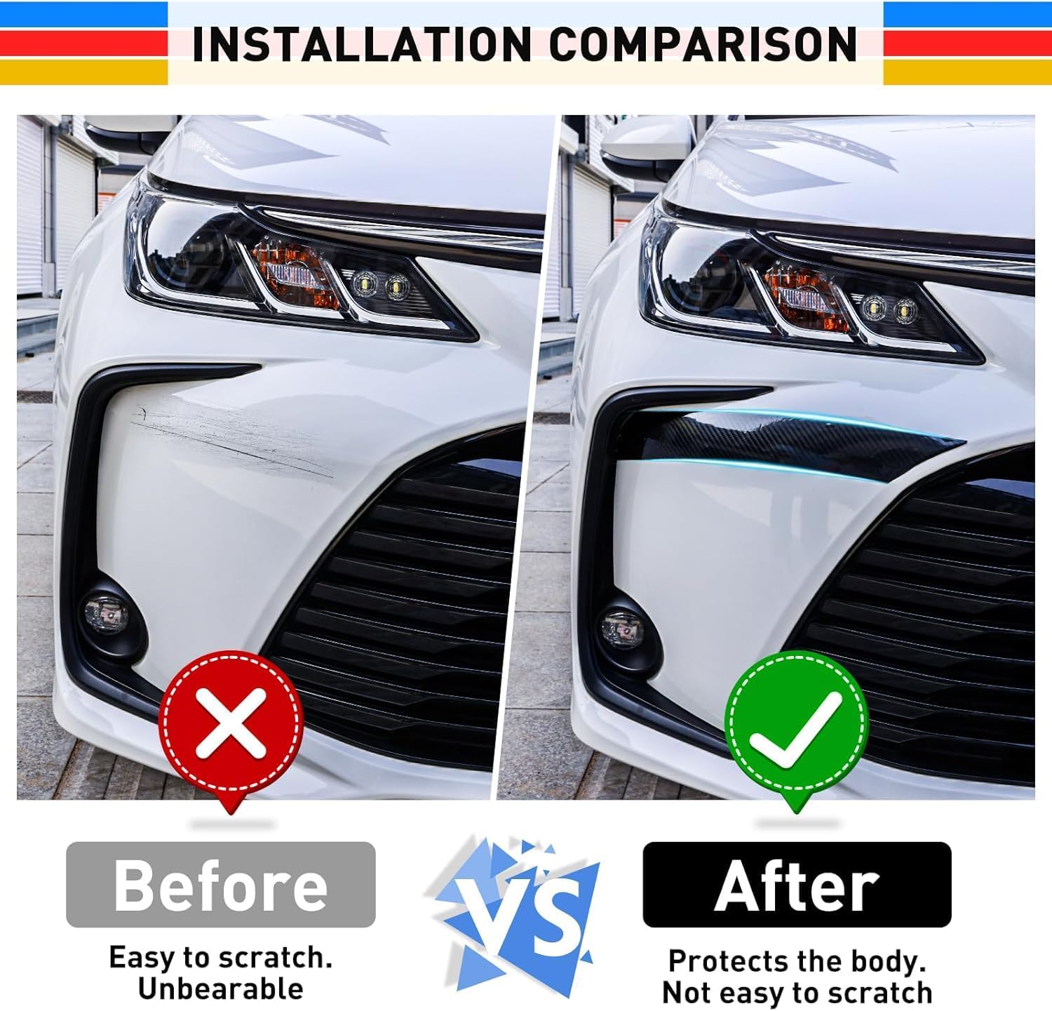 EINESIN 5D Carbon Fiber Car Door Edge Guard Tape 2-Pack - 0.6mm Thickened Waterproof Anti-Scratch Sill & Bumper Protector, 33FT x 2in, Universal Fit