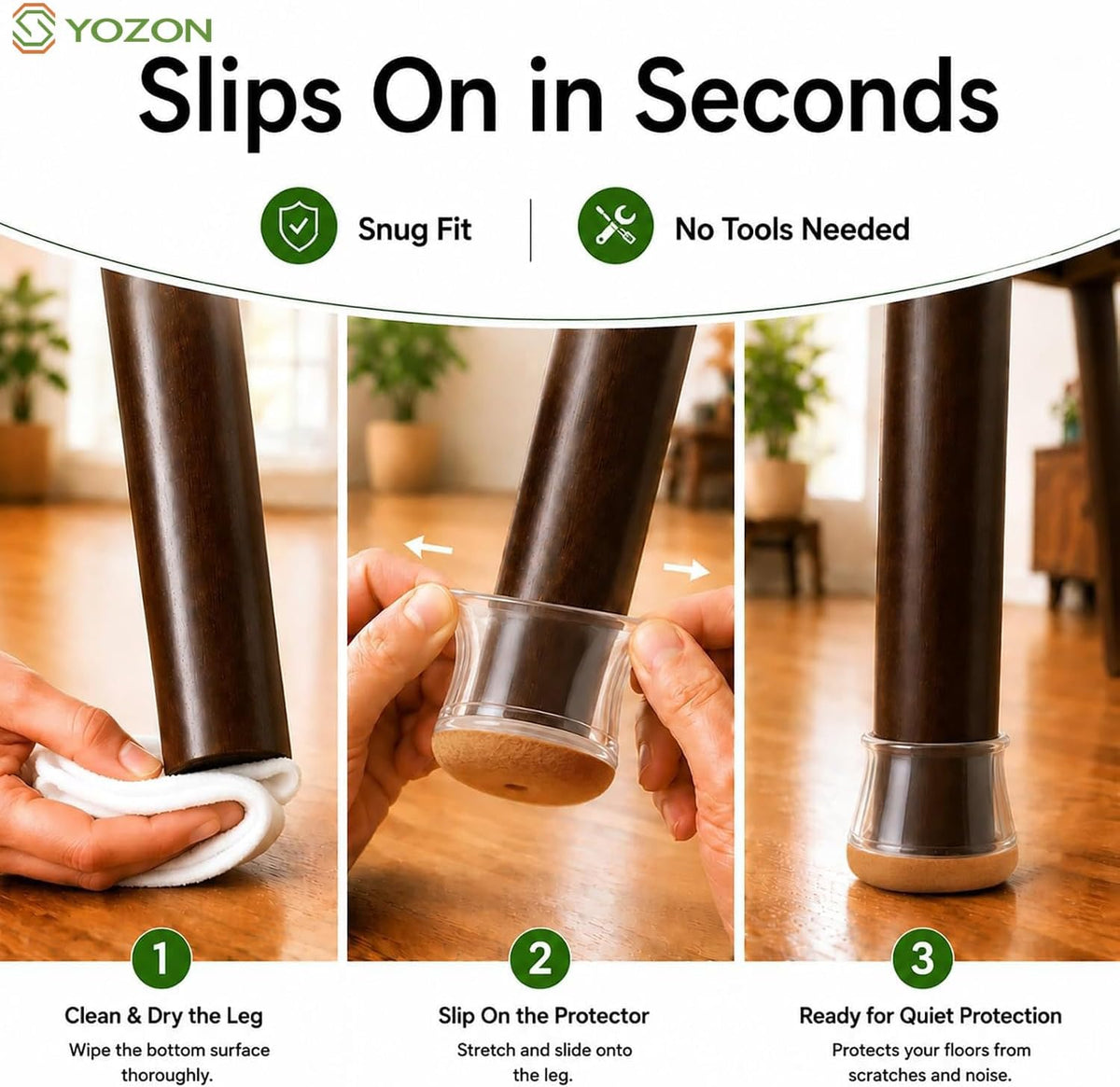 Yozon 16 Pack Chair Leg Floor Protectors - Small Round Felt Silicone Caps for Hardwood Floors - Non Slip Furniture Leg Covers