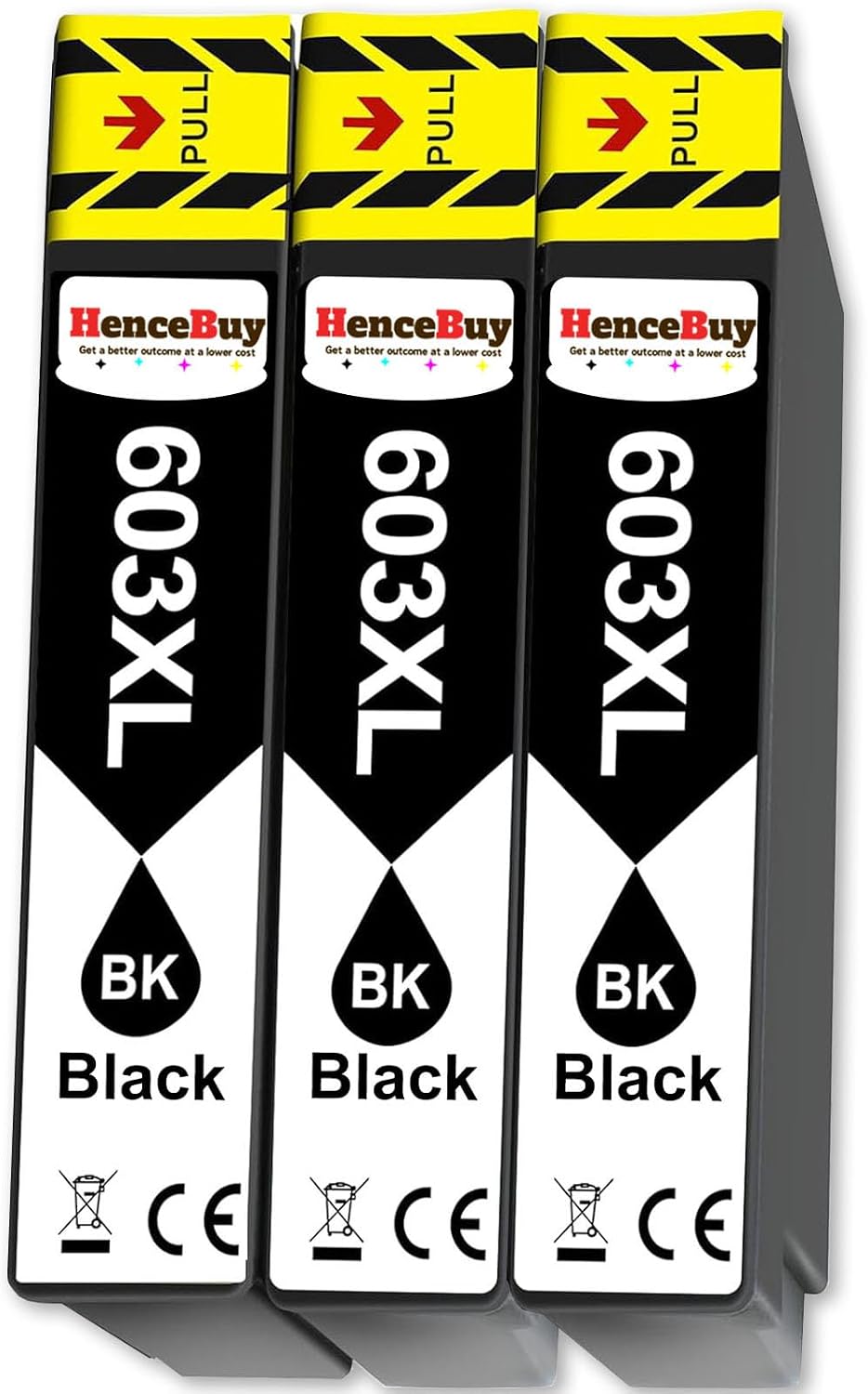 HenceBuy 603XL Black Ink Cartridges - 3 Pack 603 XL High Yield Compatible for Epson WorkForce WF-2810 WF-2820 WF-2830 WF-2840 WF-2845 WF-2850 & Expression Home XP-2100 XP-2150 XP-3100 XP-3150 XP-4100 XP-4150