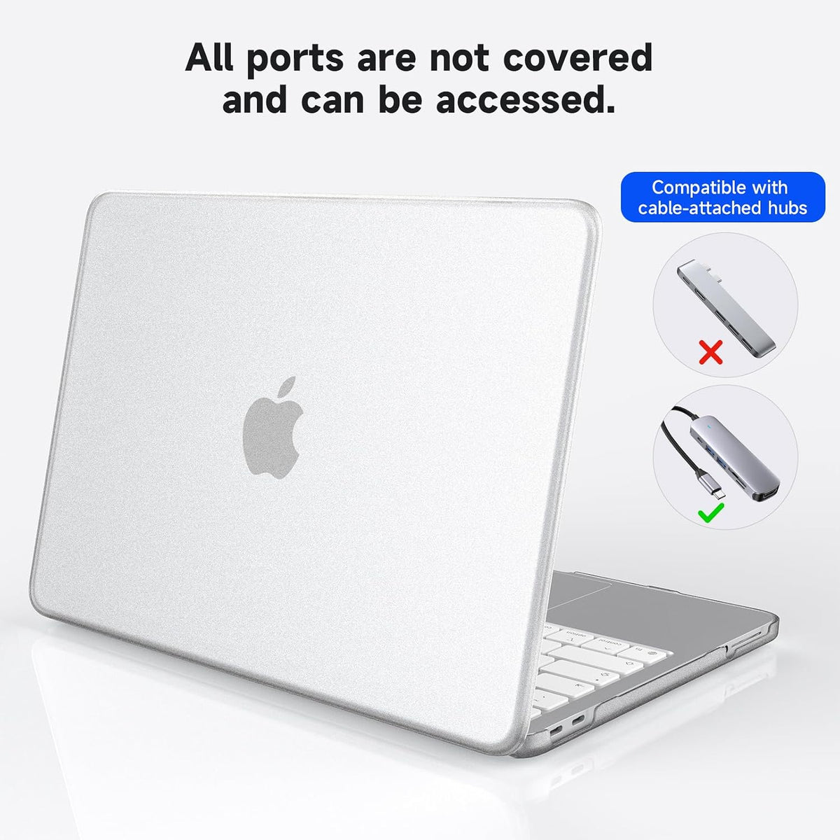 Eleger Ultra Thin Case for MacBook Neo 13" A18 Pro A3404 - 2026 Matte Crystal Hard Cover - Silver Transparent