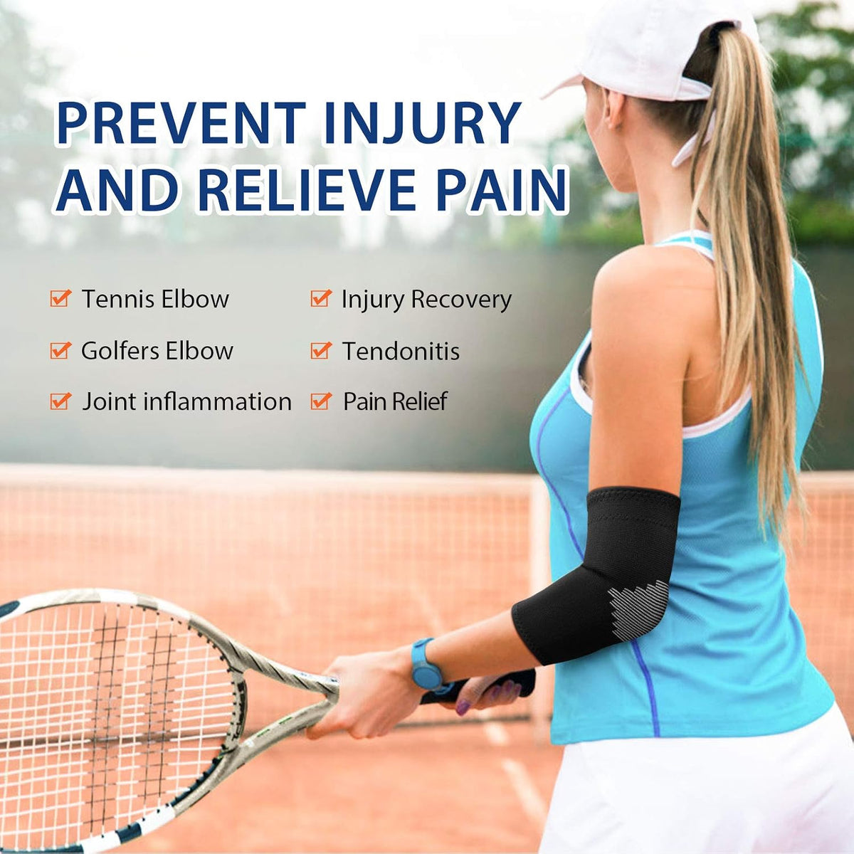 Avidda Elbow Support Sleeve Size M - Compression Brace for Tennis Elbow & Golfers Elbow Pain Relief | Anti-Slip Arm Support for Arthritis Tendonitis Joint Pain Men Women - Black (1 Sleeve)