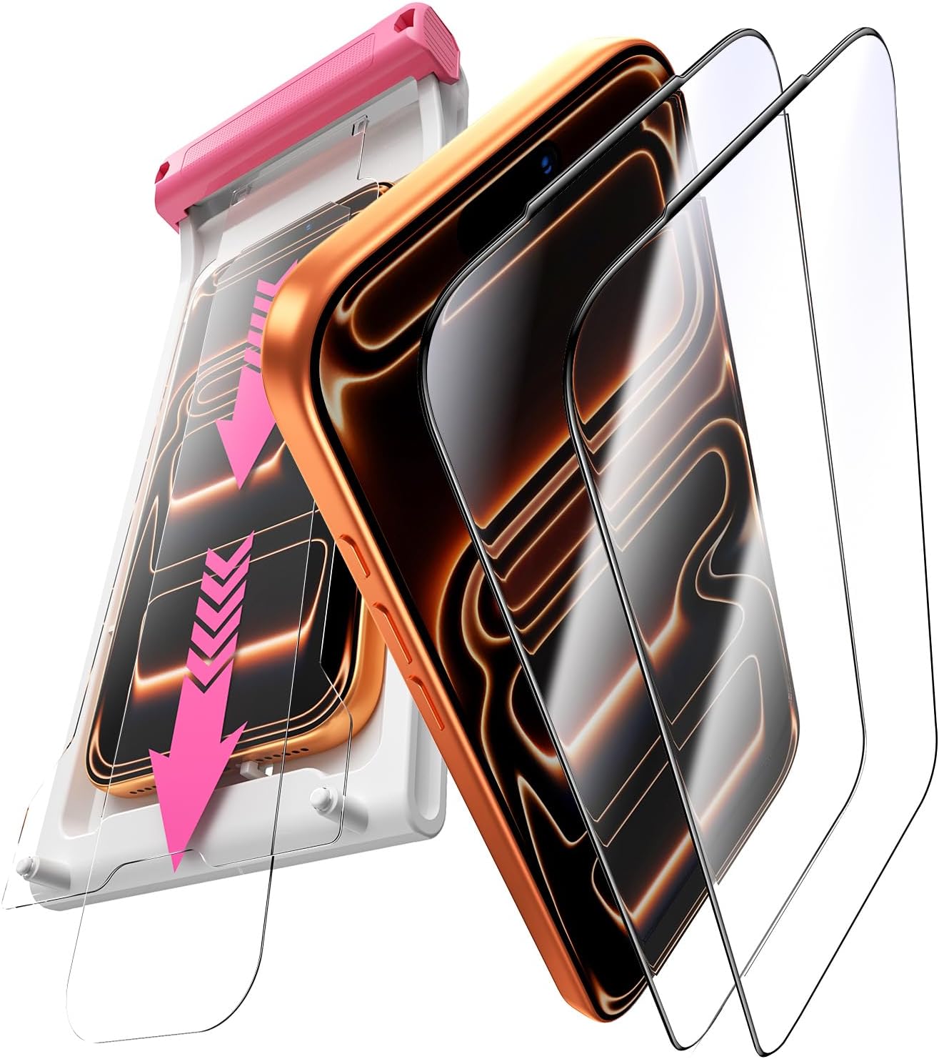 Hoerrye screen protector for iPhone 16/17, 2-pack, 9H shatterproof, HD clear, bubble-free, case-friendly mobile phone screen cover