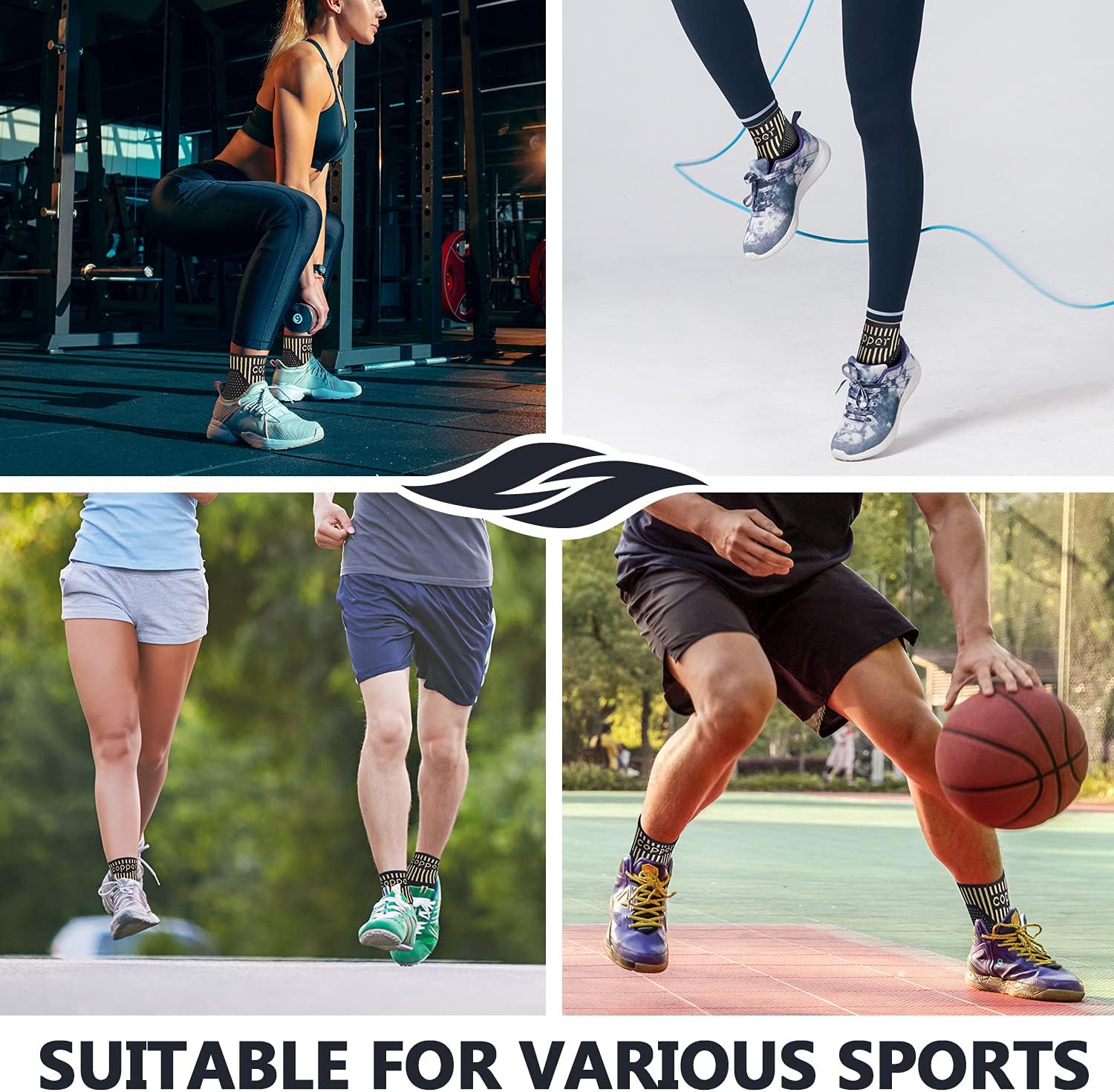 Lusenone copper ankle brace support pair for men and women, compression sleeve for plantar fasciitis, sprained ankle, and Achilles pain
