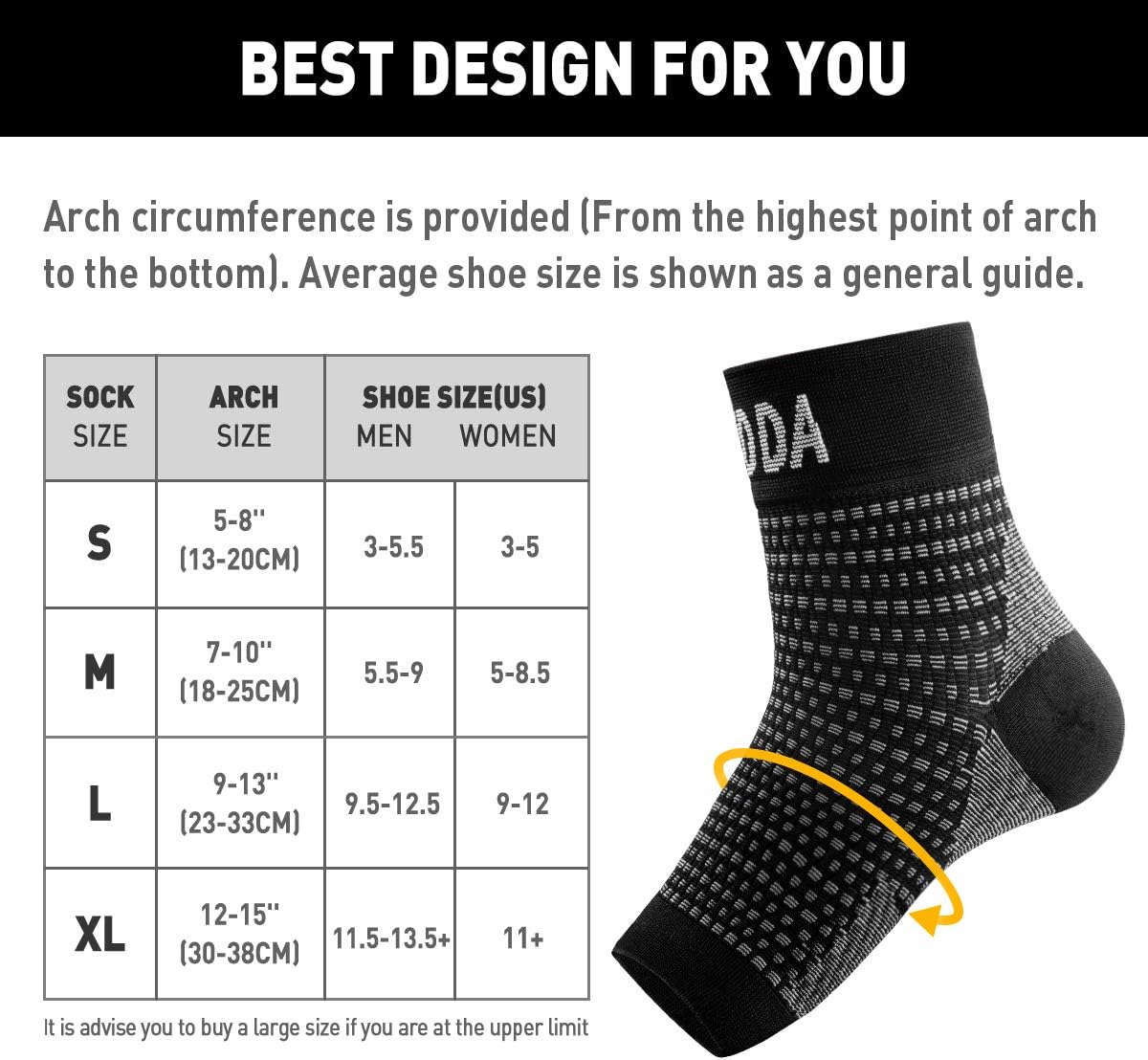 AVIDDA plantar fasciitis socks in black, compression foot sleeve with ankle support for heel pain, arch, Achilles, and arthritis relief