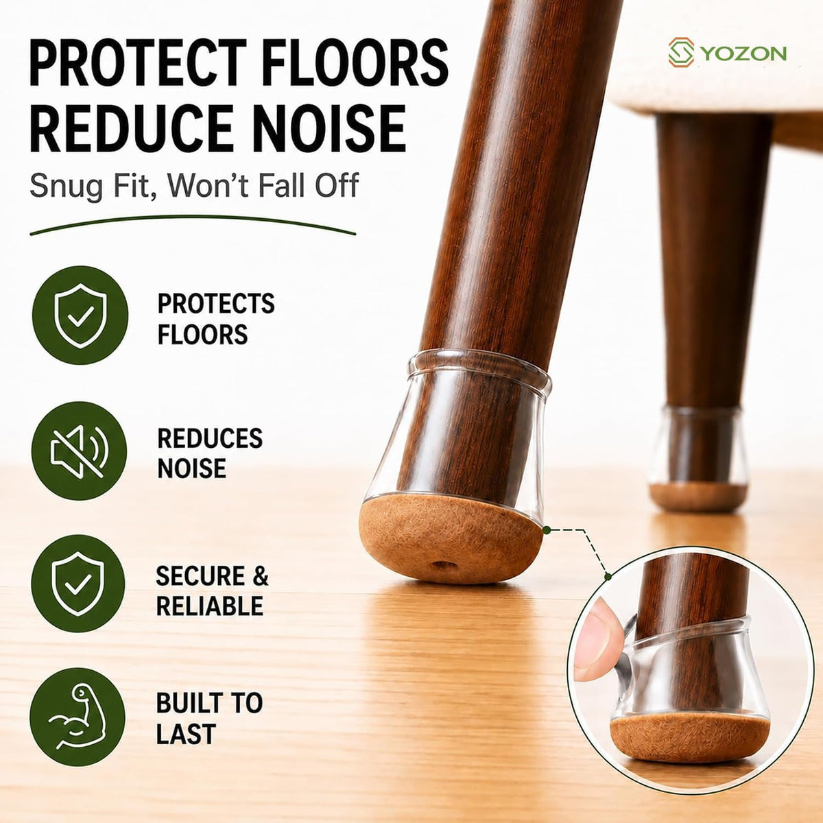 Yozon 16 Pack Chair Leg Floor Protectors - Small Round Felt Silicone Caps for Hardwood Floors - Non Slip Furniture Leg Covers