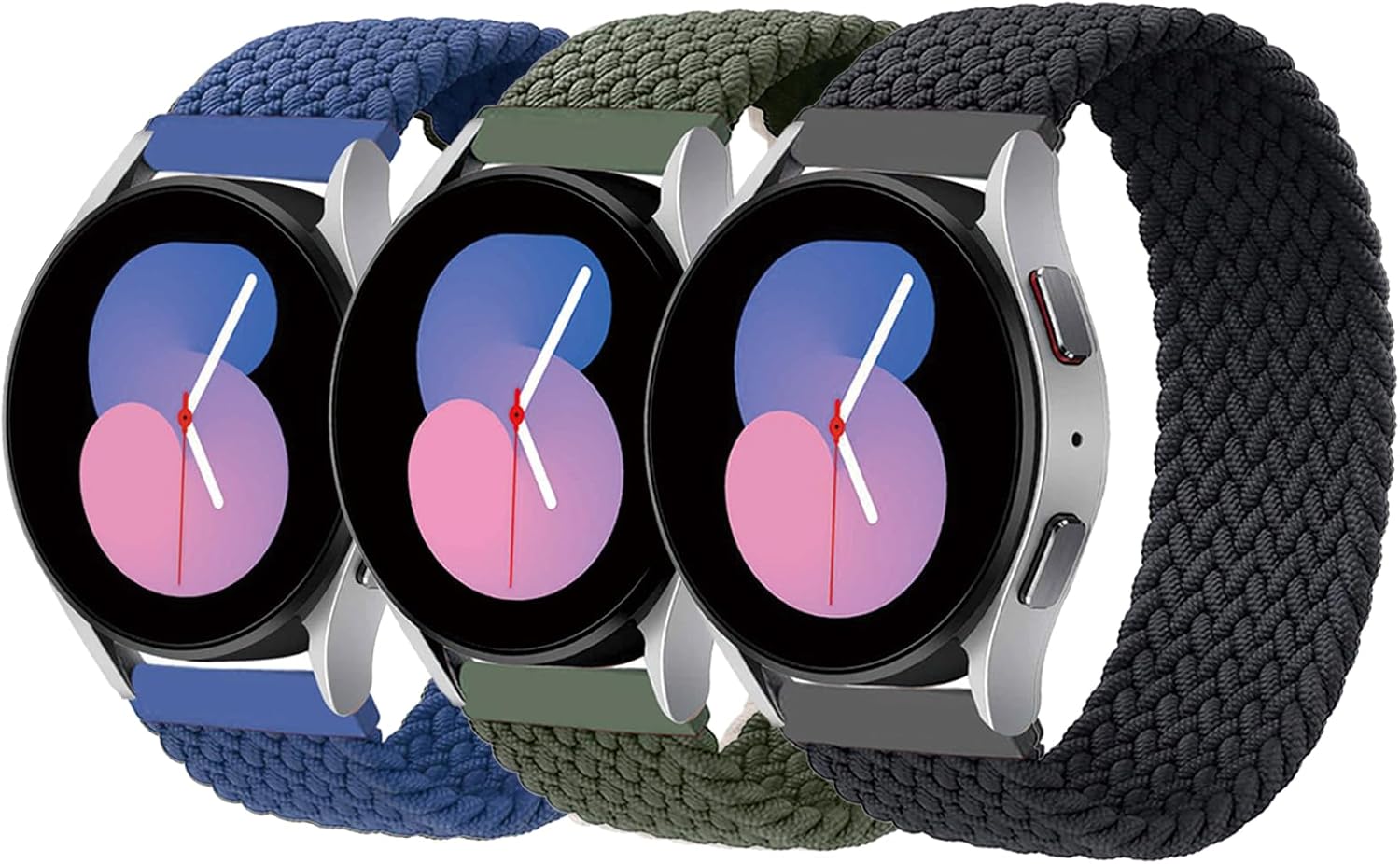 SOLOLUP Braided Solo Loop Sport Strap 20mm 22mm - Elastic Nylon Watch Band for Samsung, Garmin, Huawei, Amazfit | Blue, Pink, Purple, Black