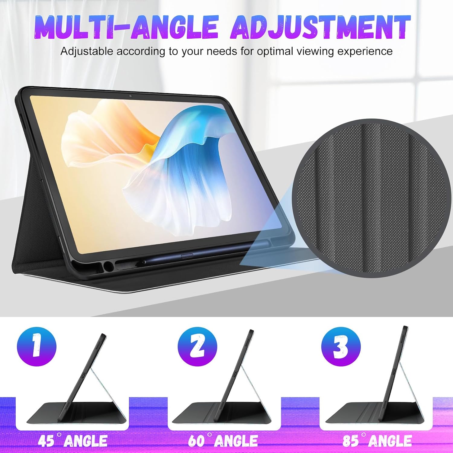 SurgeCraft Floral Fantasy Stand Case for Samsung Galaxy Tab S9 FE/S9/S10 FE - Auto Wake/Sleep Cover with Pencil Holder & Multi-Angle Stand (Kawaii Cute Flower Design) - Zeta Store
