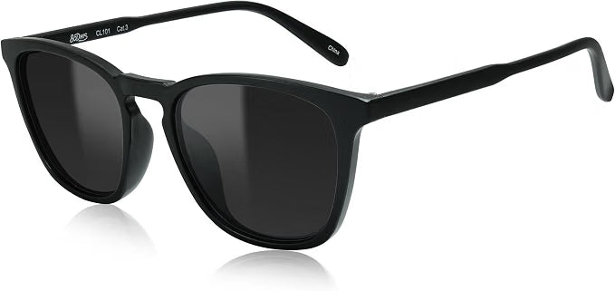 80Days Unisex Classic Retro Square Sunglasses - UV400 Protection - Vintage Travel Style - For Driving, Holidays & Everyday - Black