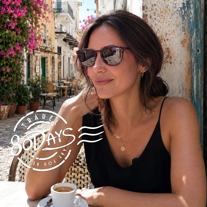 80Days Unisex Classic Retro Square Sunglasses - UV400 Protection - Vintage Travel Style - For Driving, Holidays & Everyday - Black