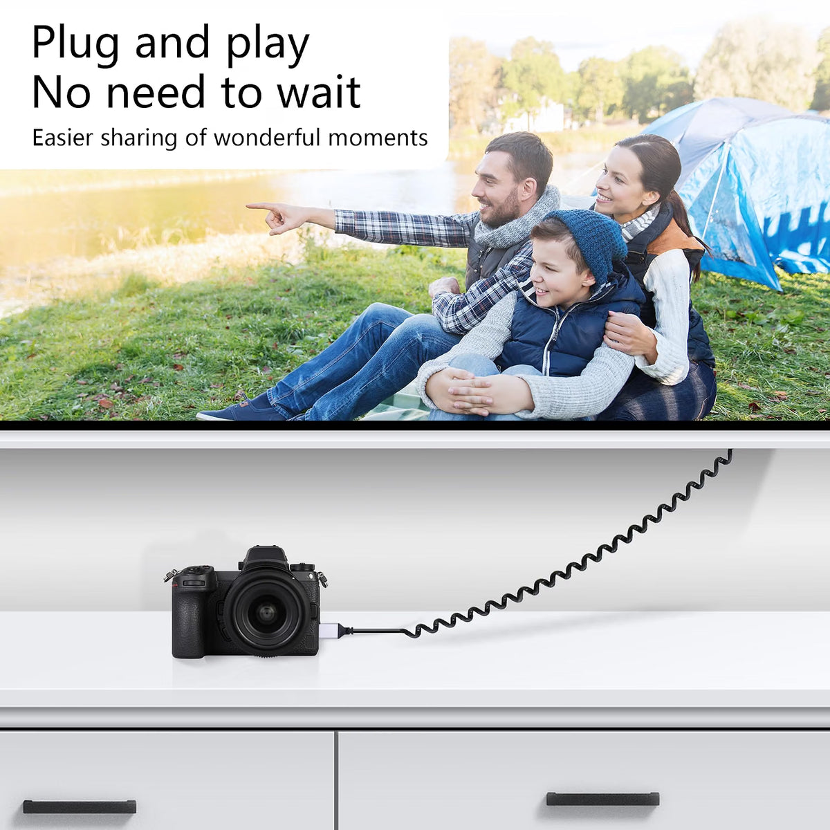 RIIEYOCA 90° Down Angle Micro HDMI to HDMI Coiled Cable - 4K@60Hz UHD 18Gbps, Stretchable to 1.5M/5FT, Micro HDMI Male to HDMI Male Extender for Laptop, Camera, TV, PS4, Xbox, Roku
