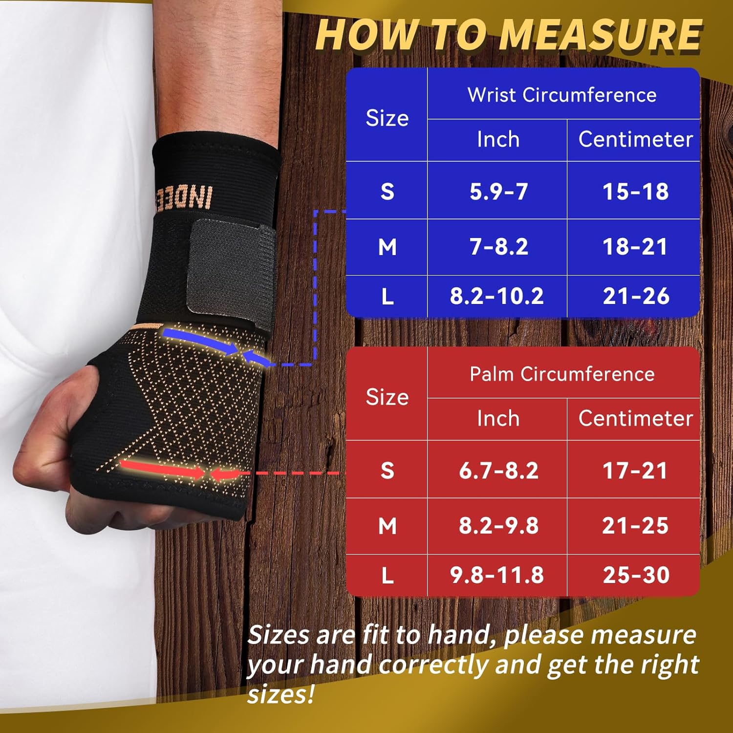 Indeemax copper-infused wrist support brace, adjustable compression sleeve for carpal tunnel, tendonitis, left or right hand.