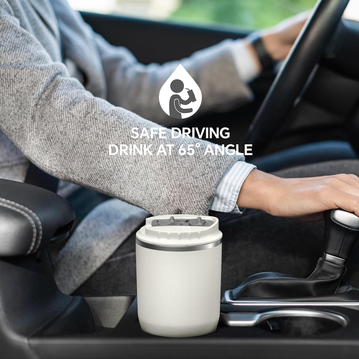 Ideus 14oz/410ml Insulated Tumbler with 2 Lids & Straw - Leakproof Stainless Steel Travel Cup for Hot & Cold Drinks, Car Cup Friendly, Cream White