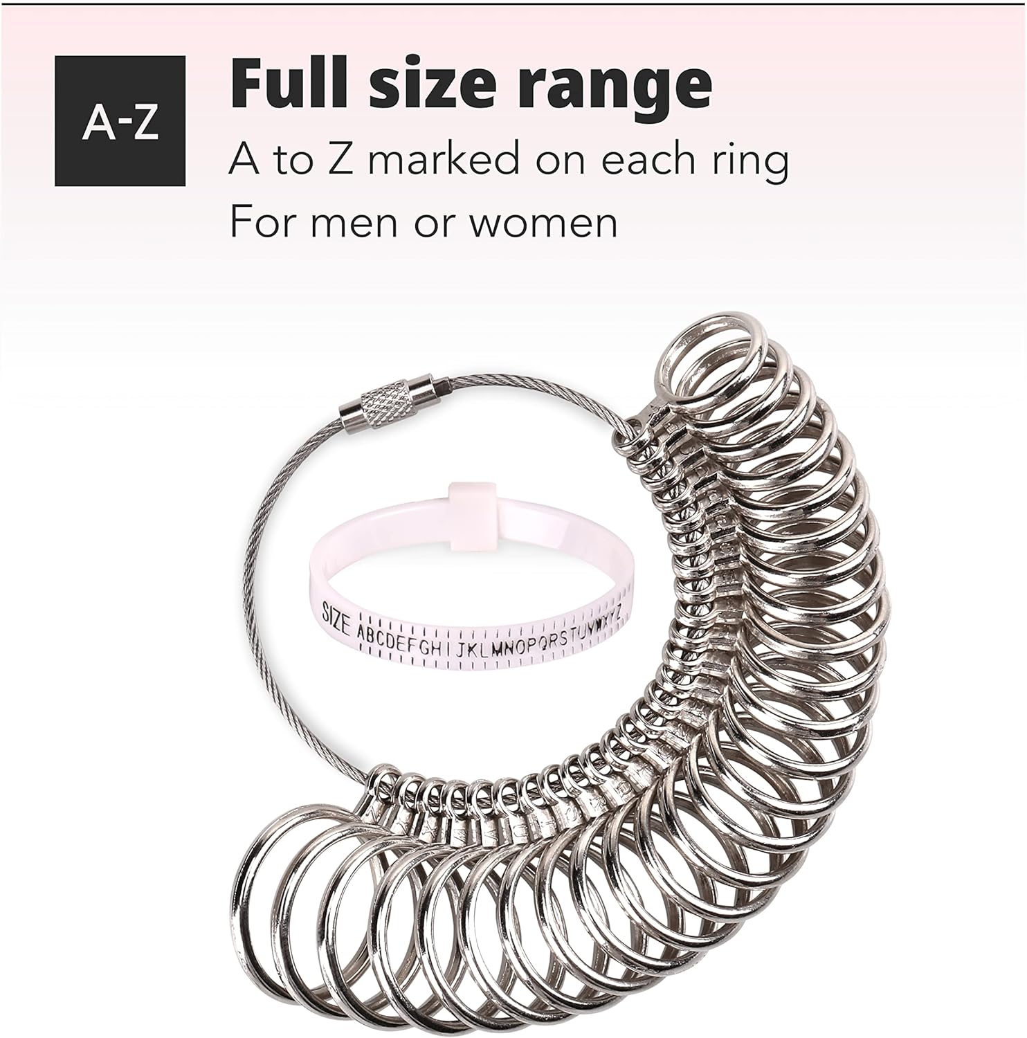 H&S Ring Sizer UK A-Z Gauge Kit + Plastic Belt | Men Women Finger Measurer | At Home Ring Size Tool