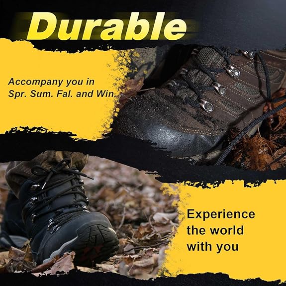 Vsudo 100cm black round heavy-duty boot laces with 4mm diameter and metal tips, suitable for work boots, hiking boots, and trainers.