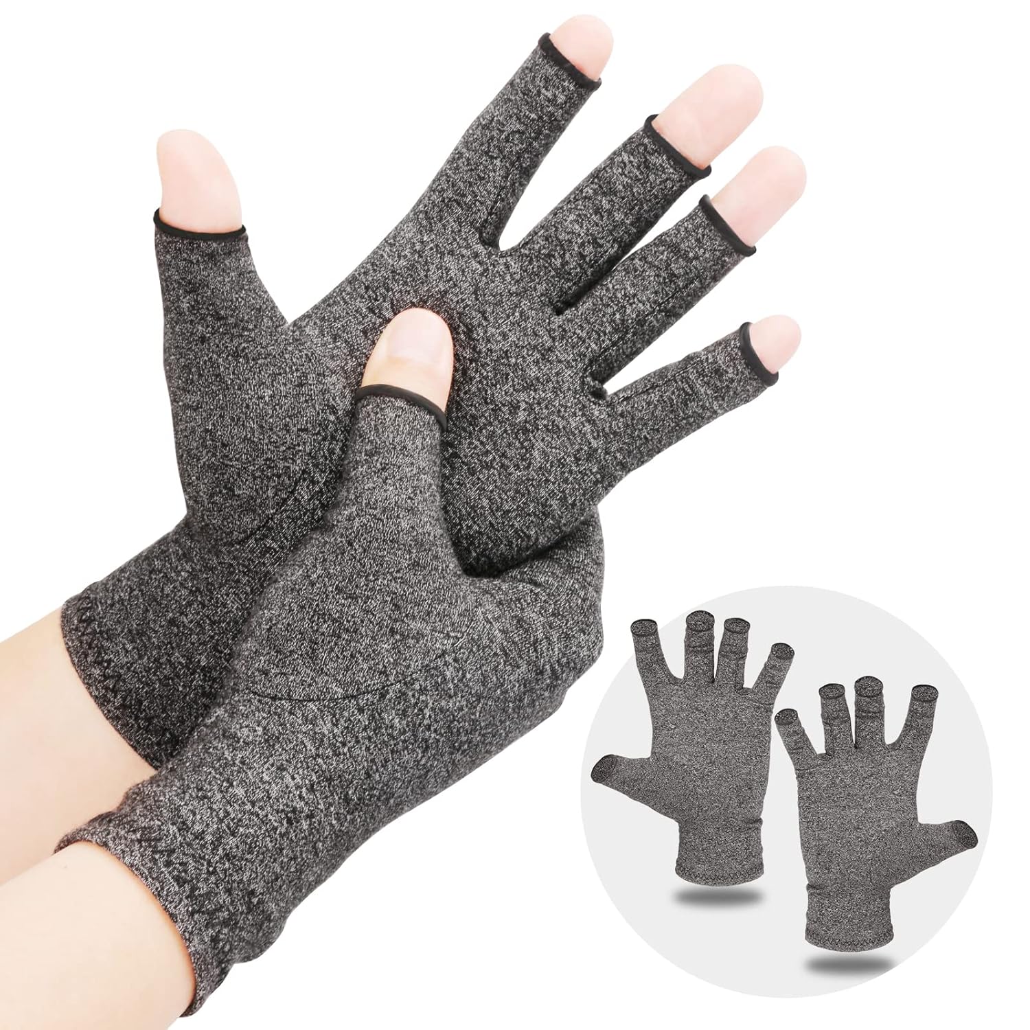 LetsLife Arthritis Compression Gloves for Women &amp; Men - Fingerless Joint Support Gloves for Pain Relief, Carpal Tunnel, Tendonitis, Breathable Cotton Blend
