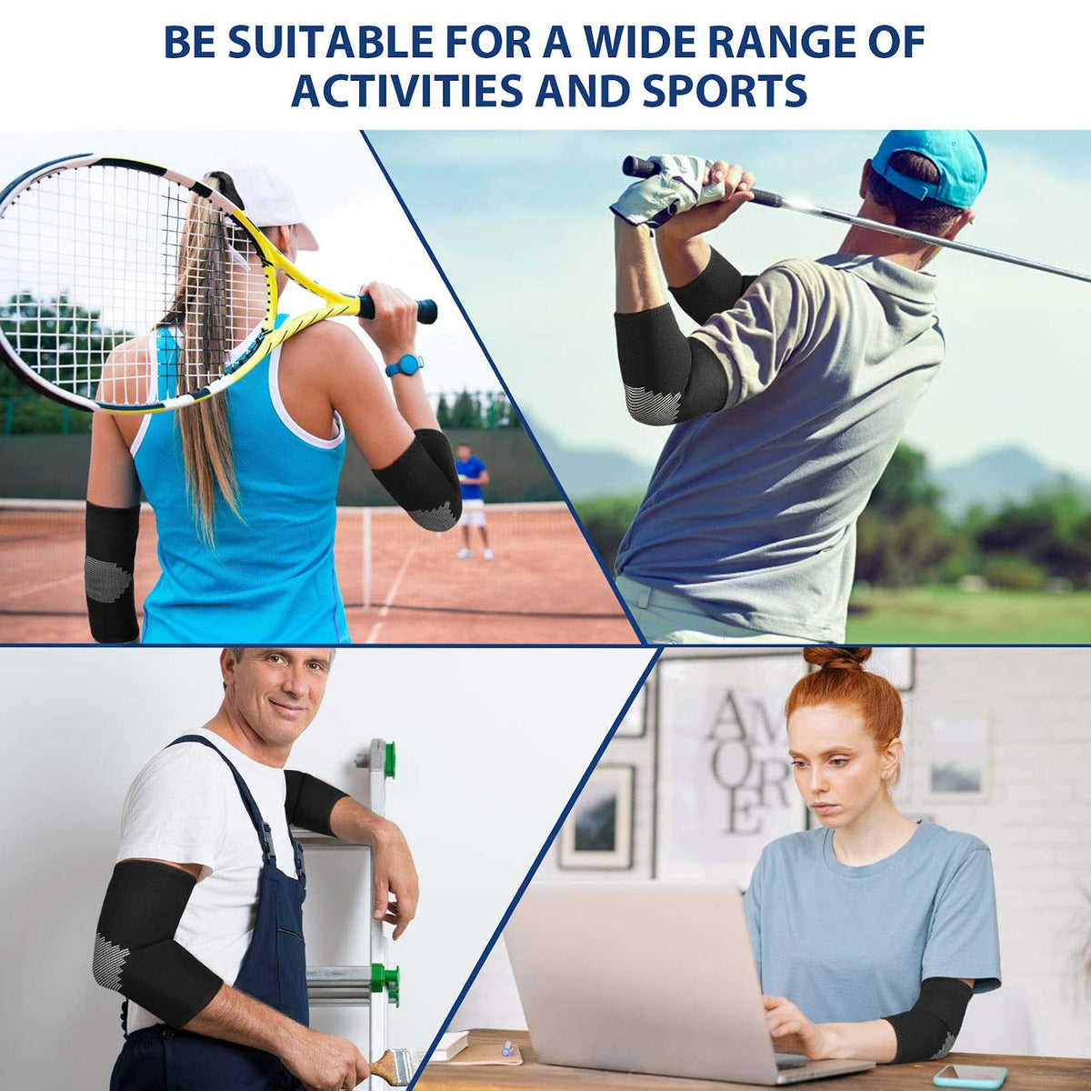 Avidda Elbow Support Sleeve Size M - Compression Brace for Tennis Elbow & Golfers Elbow Pain Relief | Anti-Slip Arm Support for Arthritis Tendonitis Joint Pain Men Women - Black (1 Sleeve)