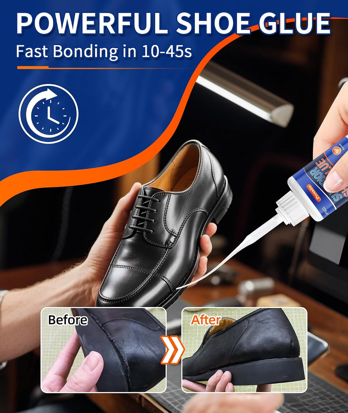 Protado PS01 Super Shoe Glue – 2x35g Pack – Heavy Duty, Waterproof, Fast Drying – Sneakers, Boots, Soles, Heels
