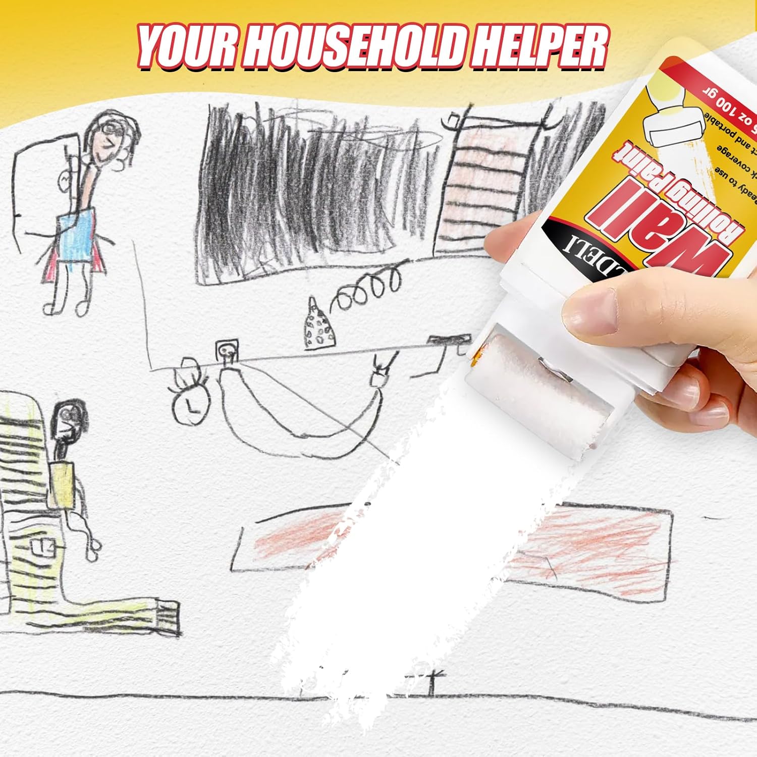 Halldeli All-in-One Wall Repair Rolling Paint | 2-Pack (200g each) | Quick-Dry White Paint for Walls | Covers Stains, Cracks & Graffiti | Brand New Barn Bargain! - Zeta Store