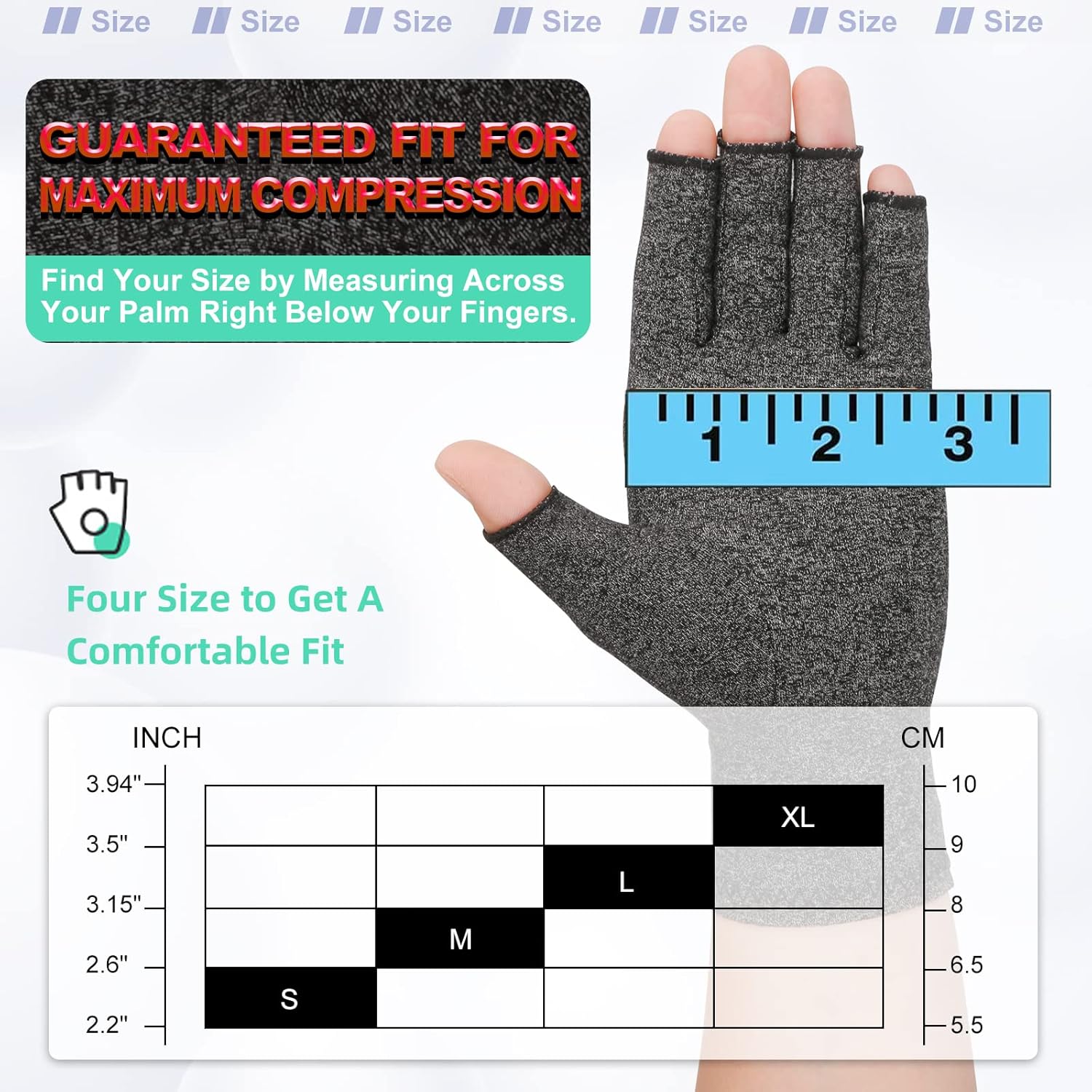 LetsLife Arthritis Compression Gloves for Women &amp; Men - Fingerless Joint Support Gloves for Pain Relief, Carpal Tunnel, Tendonitis, Breathable Cotton Blend