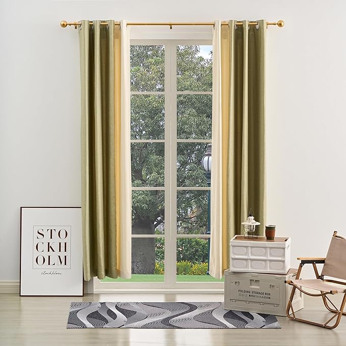 76-210cm Gold Adjustable Curtain Pole Set - Elegant Ball Finials, Heavy Duty Rod, Easy Fit Brackets - Real Bargain!