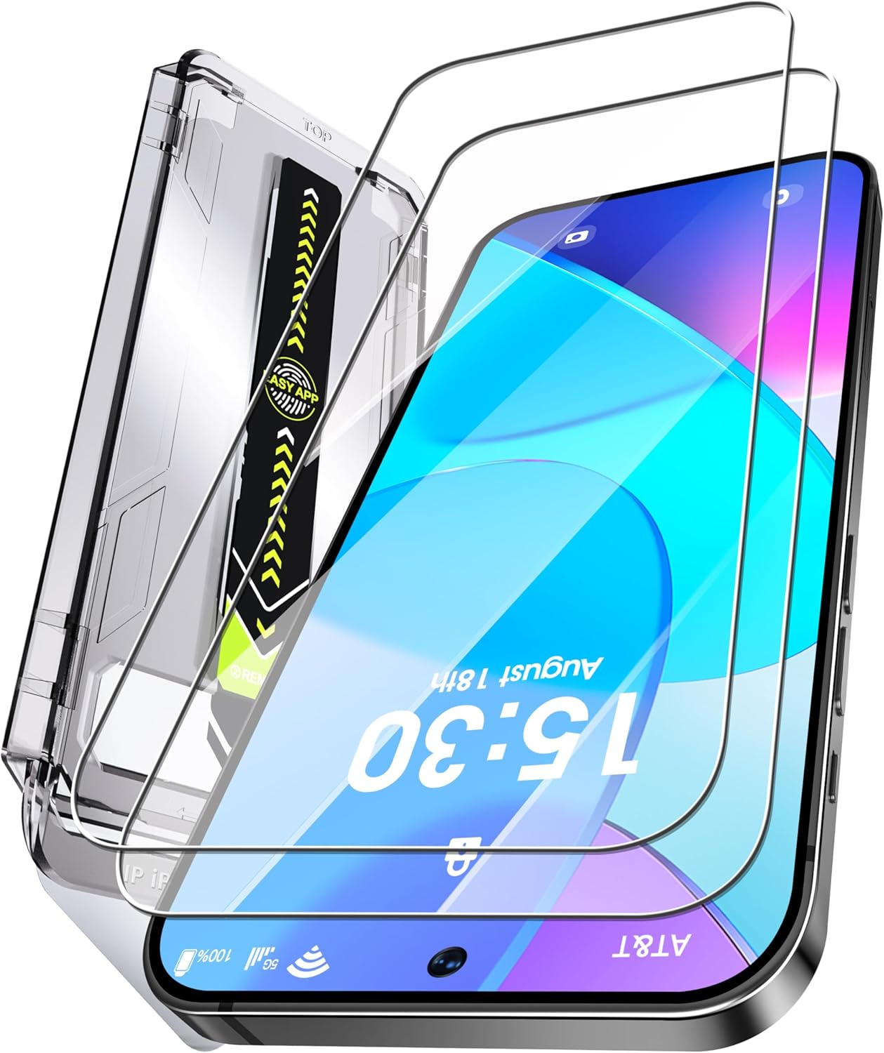 PuyaTeya UNBREAK 9H glass screen protector for smartphones, full coverage with auto-dust removal and bubble-free installation.