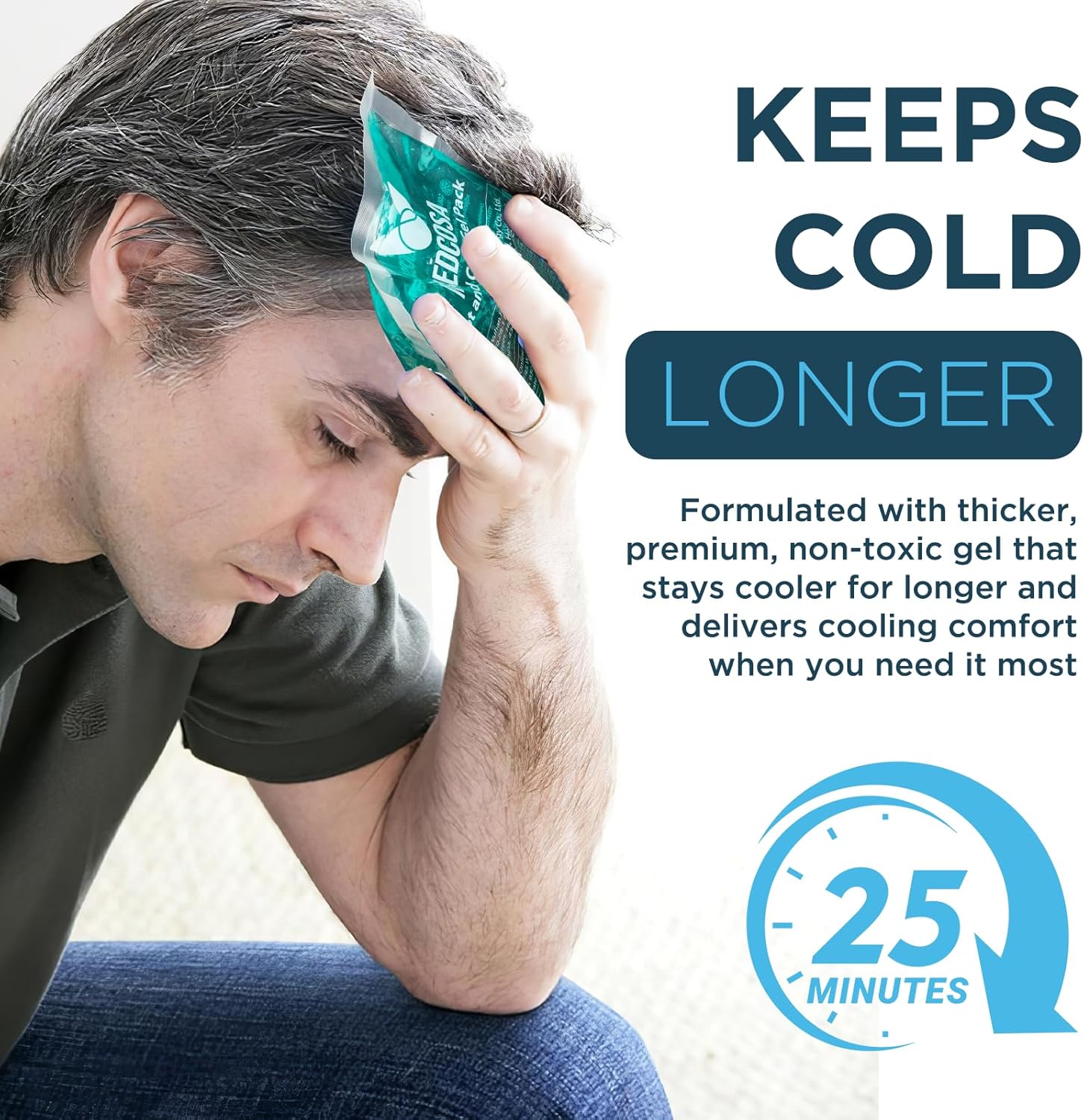 Medcosa Large Hot & Cold Gel Ice Pack 2 Pack 27x13cm | Flexible Reusable Sport Injury Pack