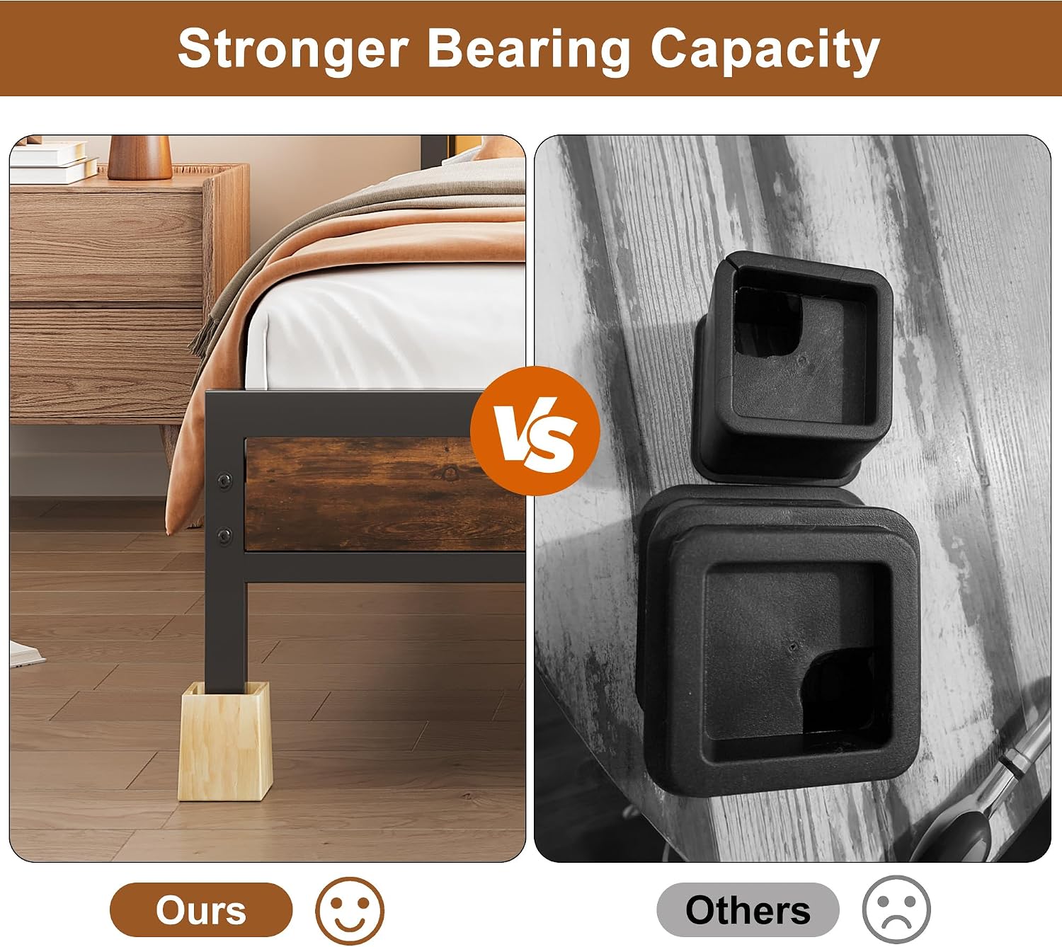 TQVAI Wood Bed Risers 5 Inch - Heavy Duty 4 Pack Furniture Risers Supports 2200 lbs - Solid Wood Table & Sofa Risers - Original Natural