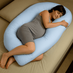 9 Ft Maternity Pillow And cover- Light Blue - Zeta Store