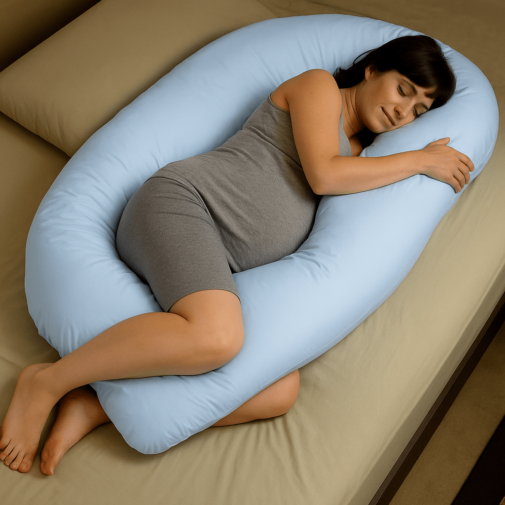 9 Ft Maternity Pillow And cover- Light Blue - Zeta Store