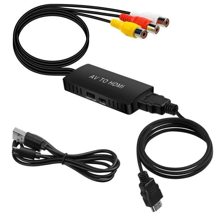 AXFEE RCA to HDMI Converter 1080P - AV to HDMI Adapter with HDMI Cable - For PS2  PS3  Xbox  SNES  N64  VHS  VCR  DVD  STB