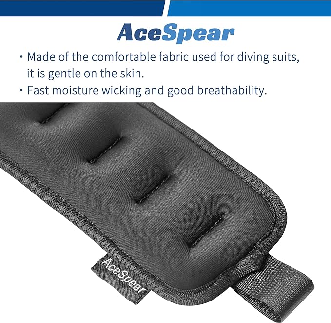 AceSpear Ankle & Wrist Weights | 2 x 1kg (2.2 lbs) Set | Adjustable Neoprene Sandbags with Steel Balls for Men, Women & Kids | Fitness, Walking, Running, Gym