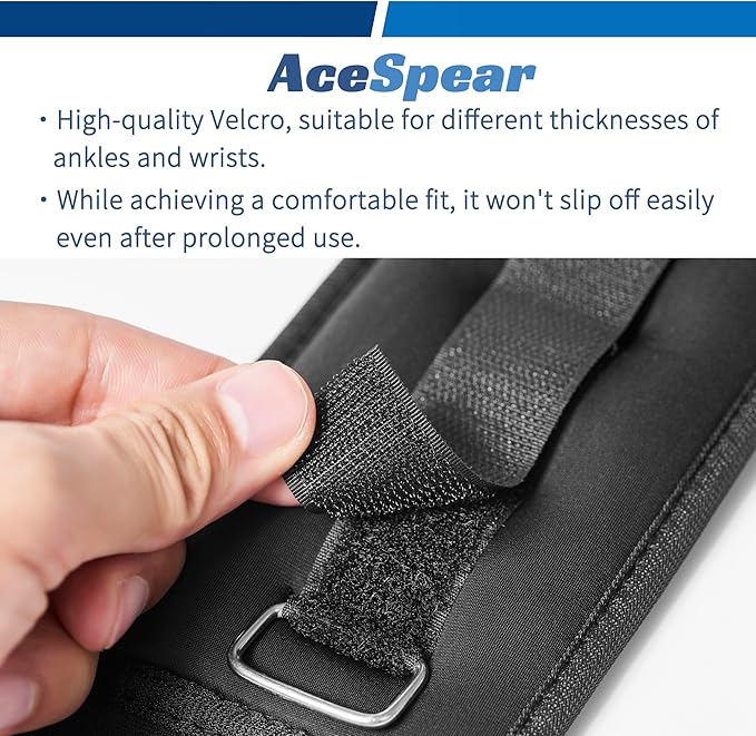 AceSpear Ankle & Wrist Weights | 2 x 1kg (2.2 lbs) Set | Adjustable Neoprene Sandbags with Steel Balls for Men, Women & Kids | Fitness, Walking, Running, Gym