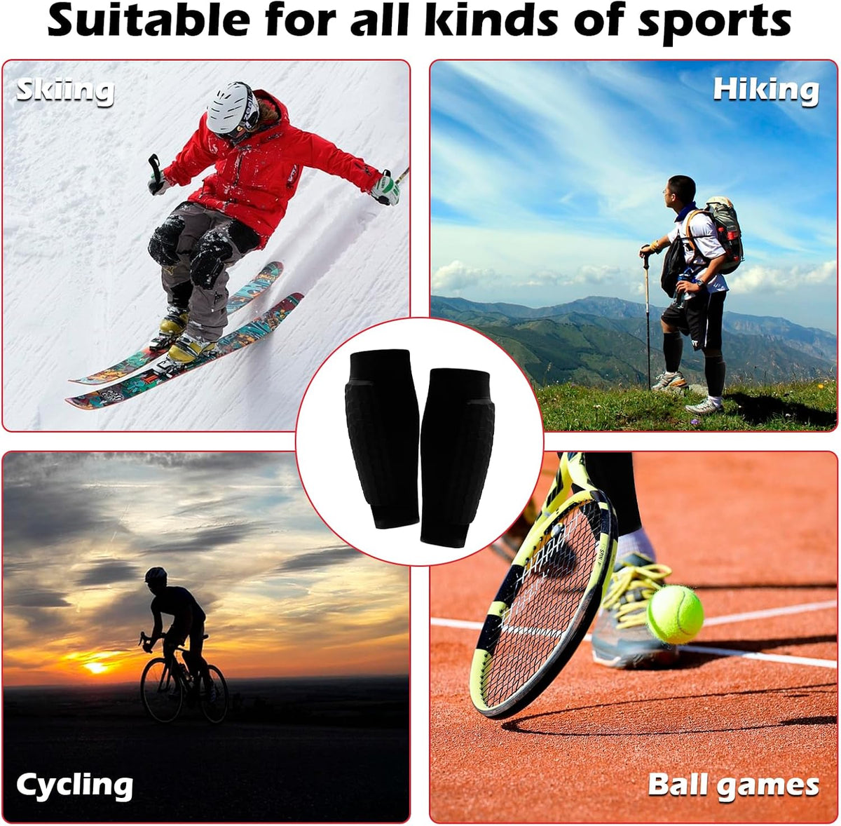 Amjkeji Football Shin Pads - Honeycomb Compression Sleeve Shin Guards - Protective Shin Defender - Black - Kids & Adults