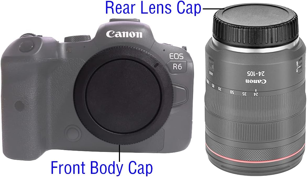 Amopofo RF Mount Body Cap & Rear Lens Cap Cover Set for Canon EOS R / RP - R-F-5 & RF Dust Cap Replacement
